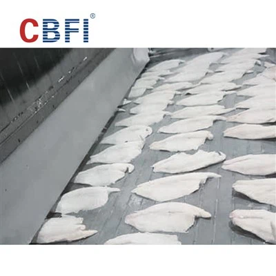 Congelador de túnel con placa de cadena de 750 kg/h - la piedra angular de la congelación rápida-de calidad-de exportación para filetes de pescado de Indonesia